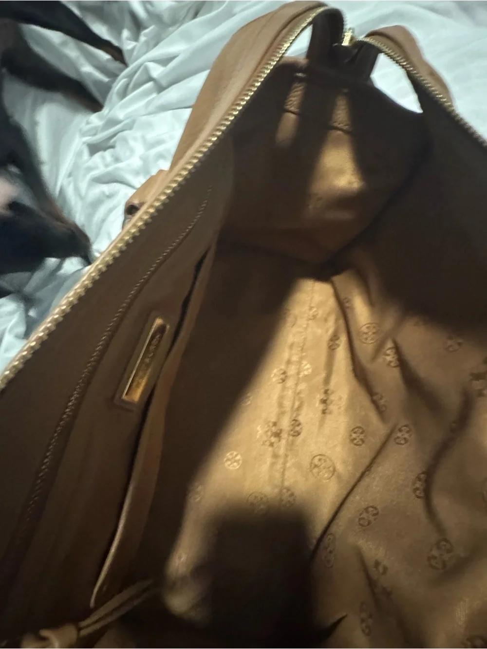Tory Burch Cognac Leather Satchel with Gold Logo